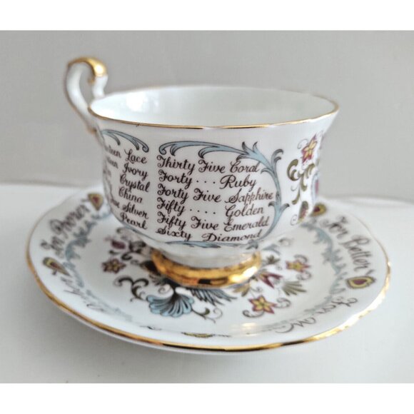 Paragon Warranted Wedding Anniversary Teacup and Saucer For Better, For Worse - Picture 7 of 13